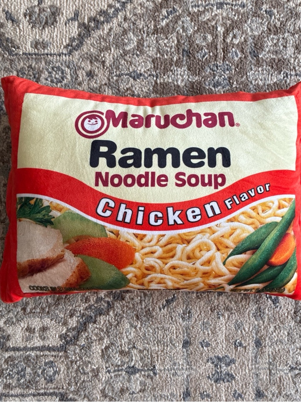 Maruchan Ramen Noodle Soup Chicken Flavor Pillow - Red, Cream